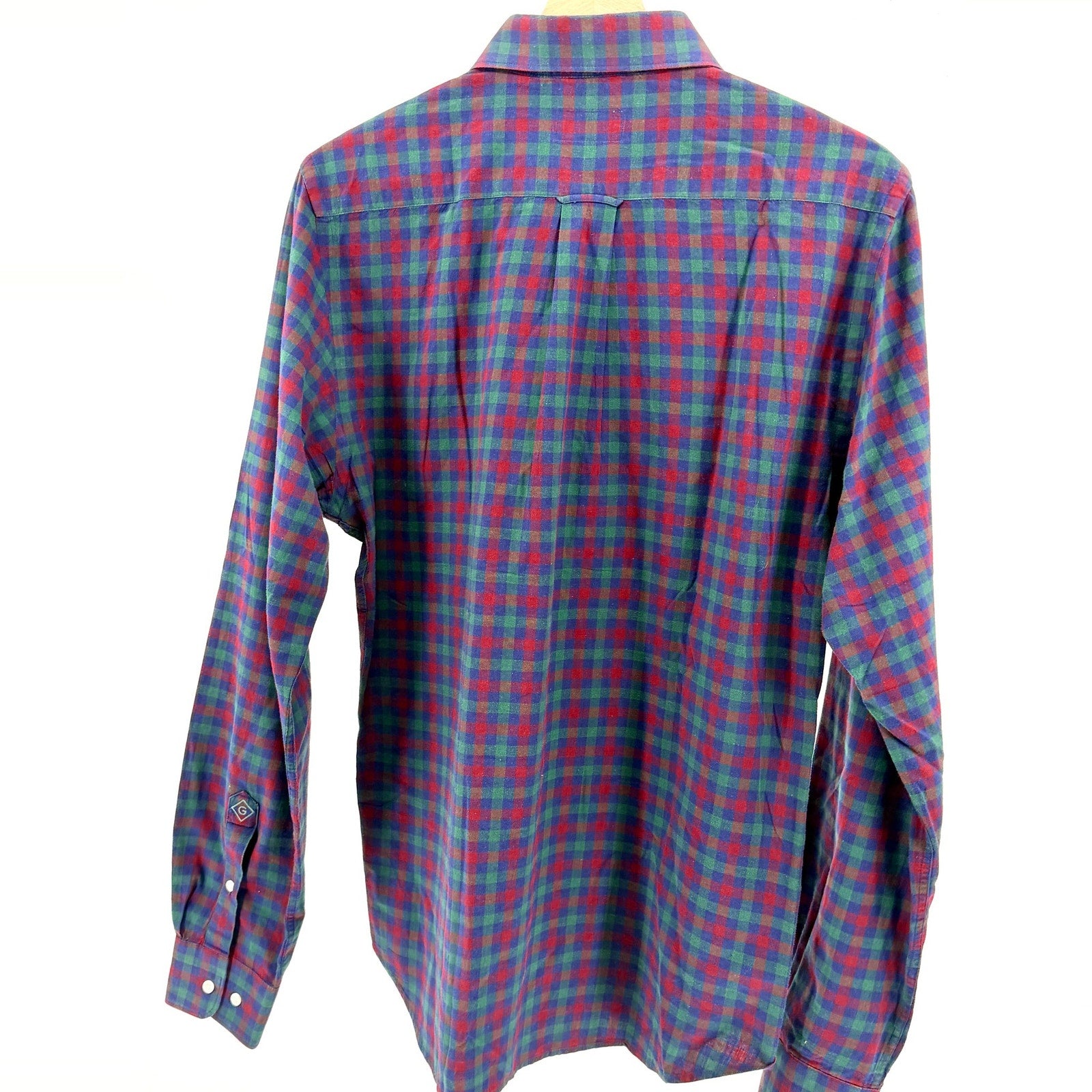 Gant Rugger Blue Red Green Plaid 100% Cotton Winter Madras Shirt