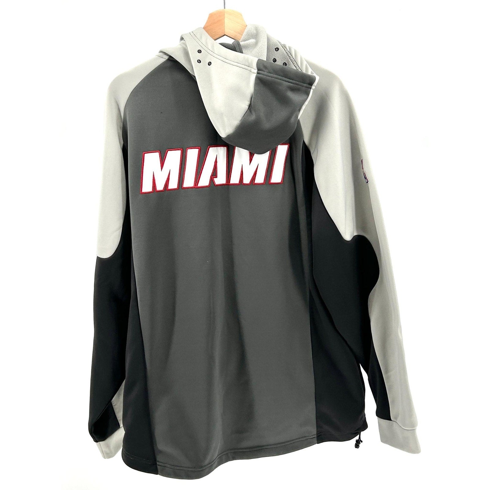 Adidas NBA Miami Heat Gray Black Colorblock Fleece Warm-up Jacket