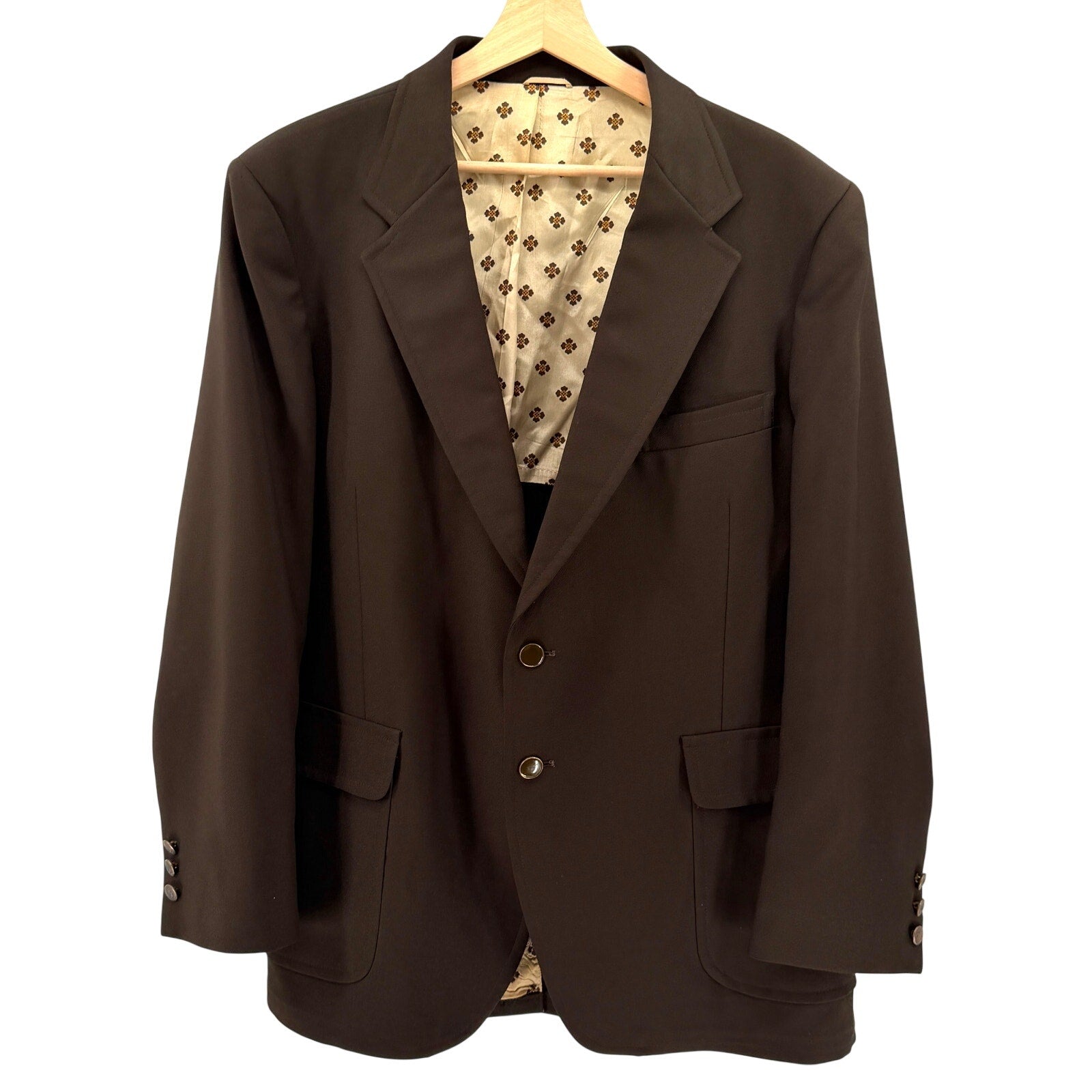 Vintage 70s JCPenney The Men's Shop Brown Double Knit Polyester Blazer