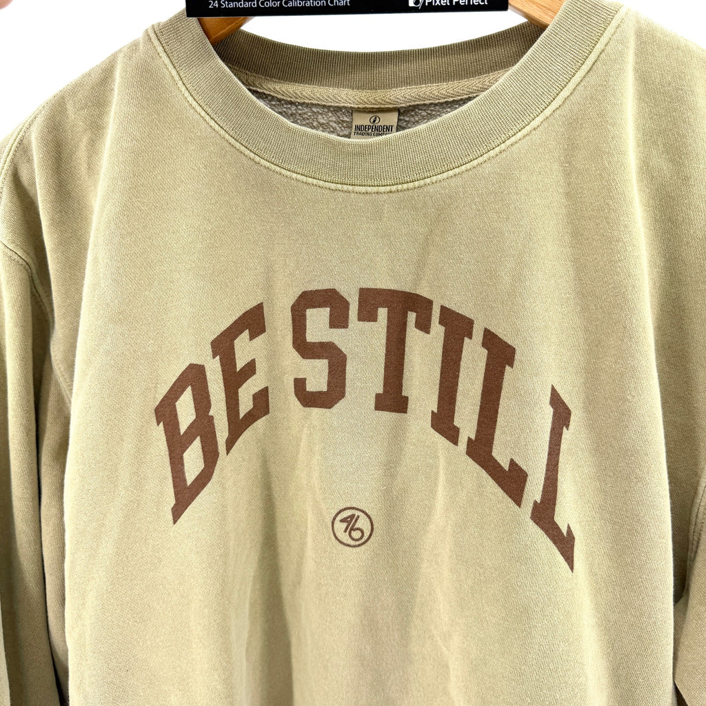 Independent Trading Company Beige Brown Be Still Graphic Crewneck Sweatshirt
