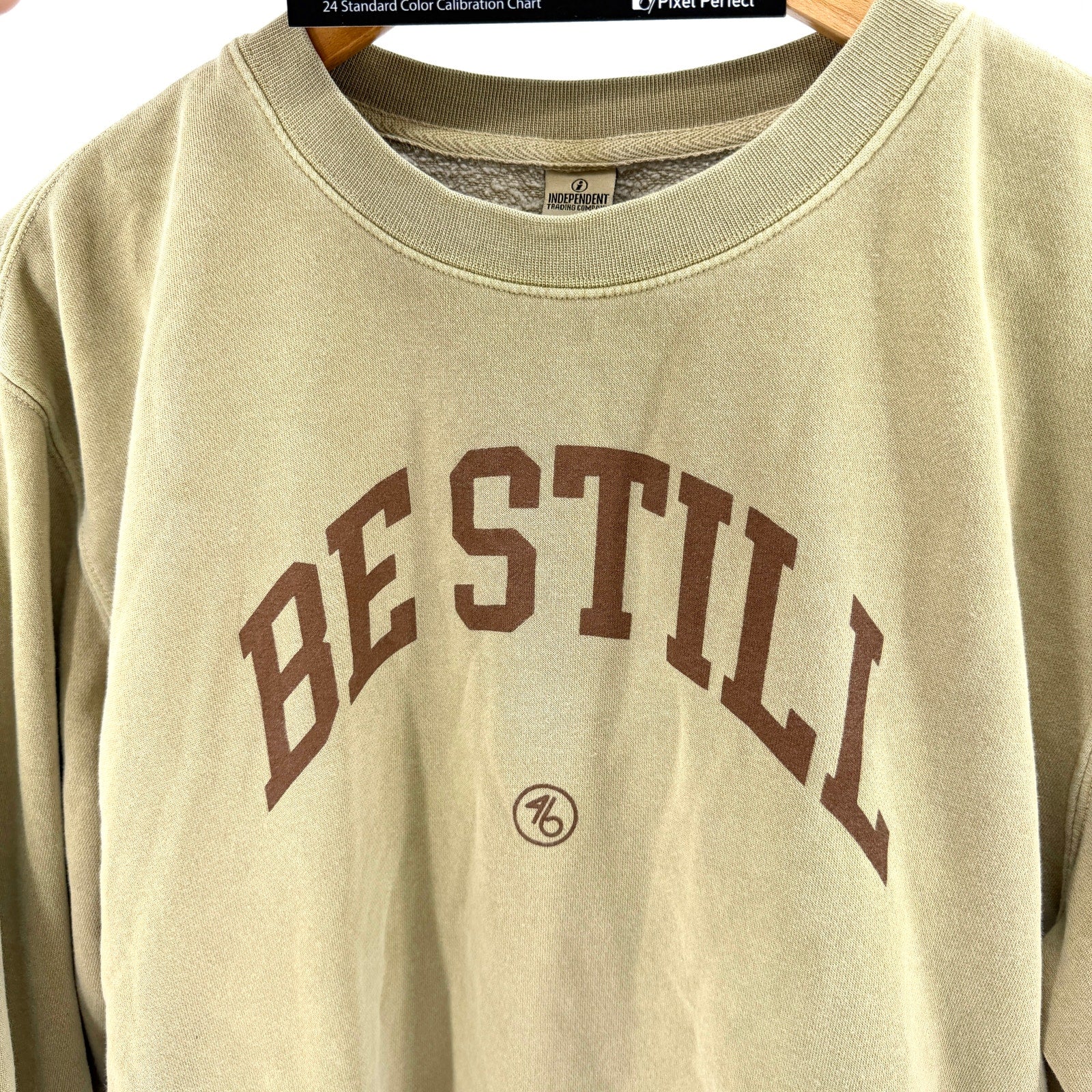 Independent Trading Company Beige Brown Be Still Graphic Crewneck Sweatshirt