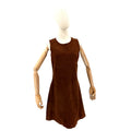 Vintage 90s The Limited Chocolate Brown Genuine Leather Suede Mini Dress