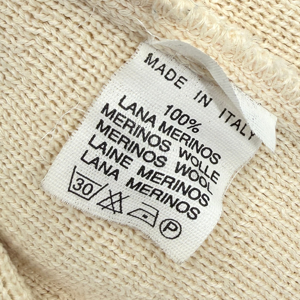Vintage 90s Cream 100% Merino Wool Preppy Shawl Collar Cardigan