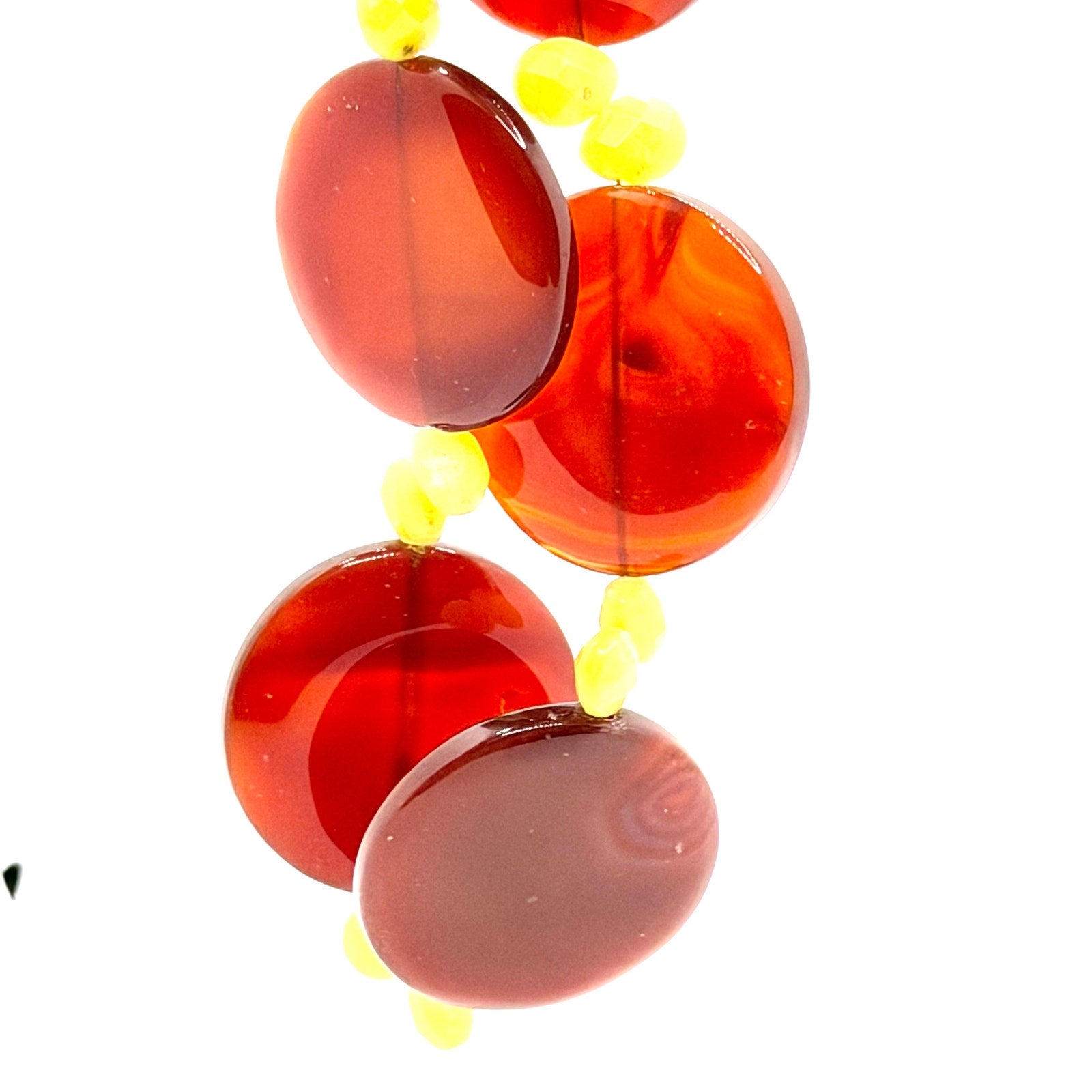 Vintage 90s Red Agate Yellow Calcite Chunky Statement Necklace