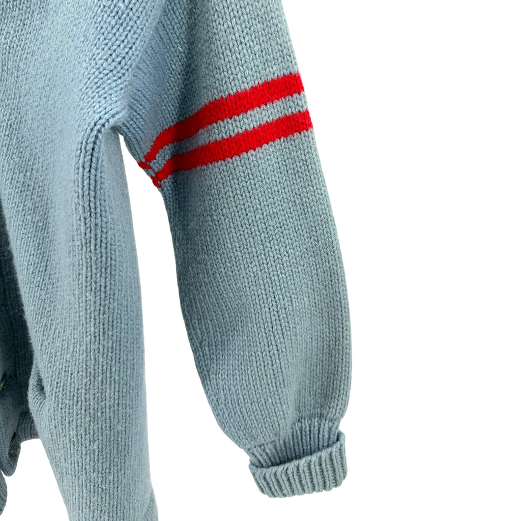 Vintage 70s Light Blue Varsity Letterman Cardigan Sweater