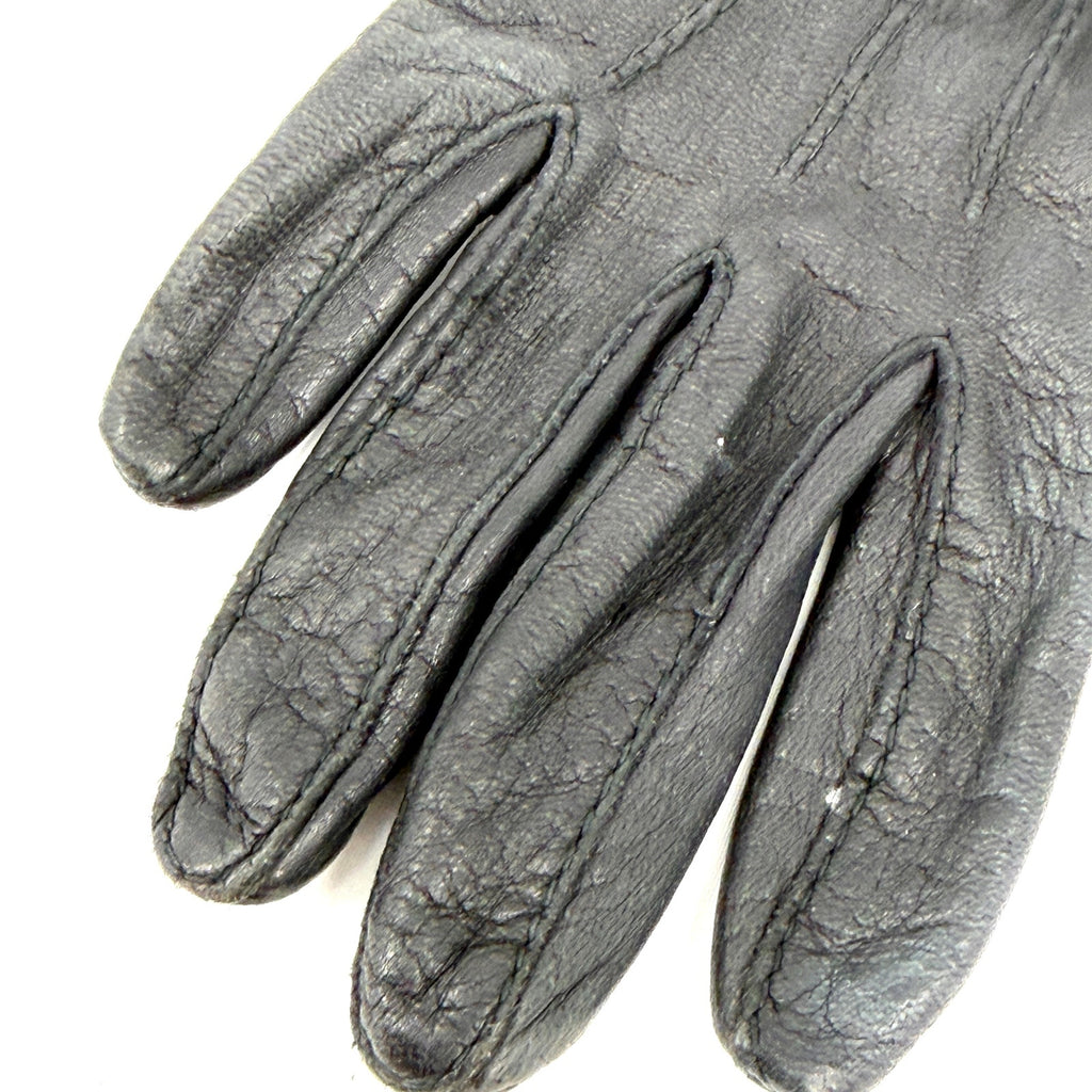 Vintage 90s Black Genuine Leather Minimalist Snap Closure Driving Gloves