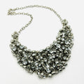 Y2k Silver White Rhinestone Crystal Chain Link Bib Glam Bling Costume Necklace