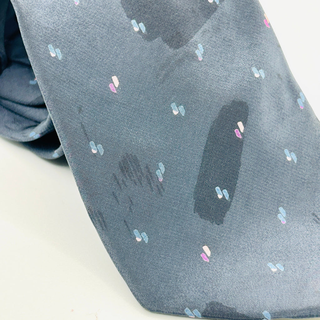 Vintage 80s Paco Rabanne Paris Silk Gray Abstract Dot Handmade Tie