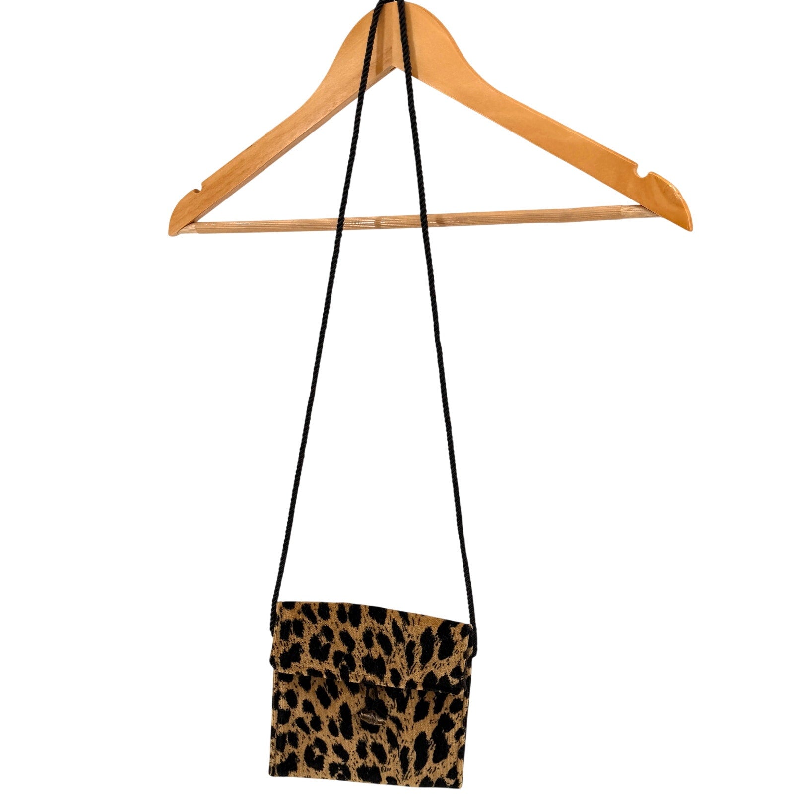Black Dog Design Velvet Leopard Animal Print Shoulder Envelope Mini Purse