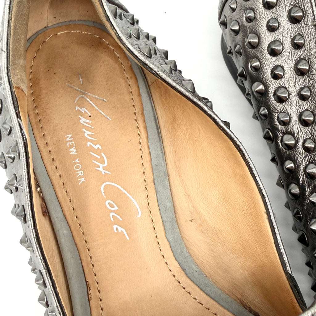 Kenneth Cole Gunmetal Silver Studded Leather Hard Time Loafers