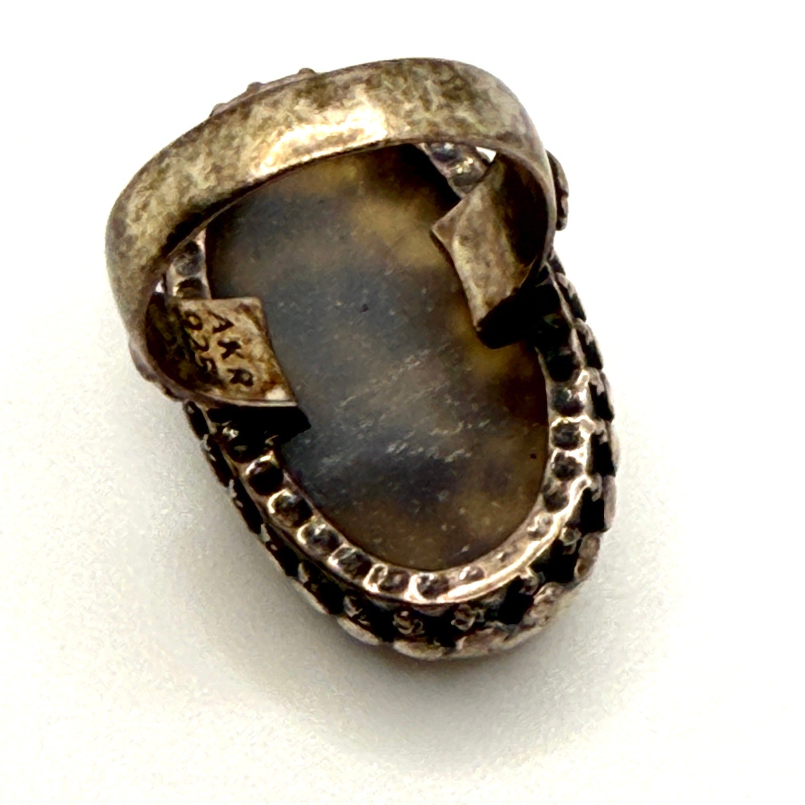 Vintage 90s Amy Kahn Russell Sterling Silver Faceted Quartz Statement Ring