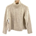 Vintage 90s J.Crew Oatmeal Cable Knit Funnel Neck Sweater