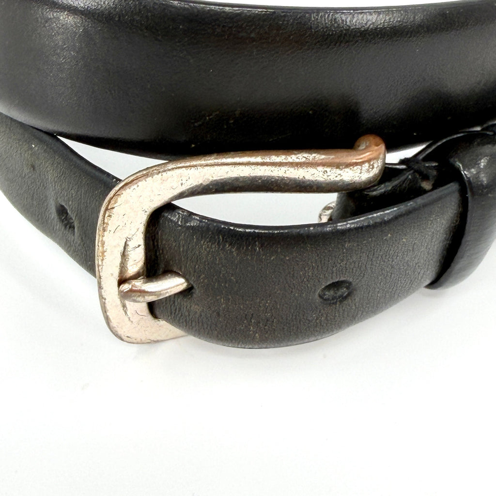Vintage Y2K Polo Ralph Lauren Black Genuine Leather Solid Brass Buckle Belt