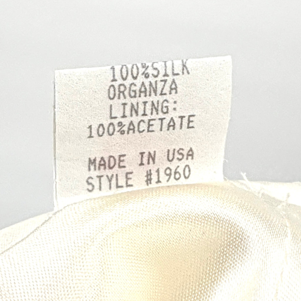 Vintage 90s Helena White 100% Silk Garden Party Handpainted Strapless Dress