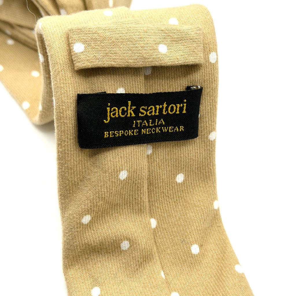 Jack Sartori Italia 100% Cotton Tan Polka Dot Necktie