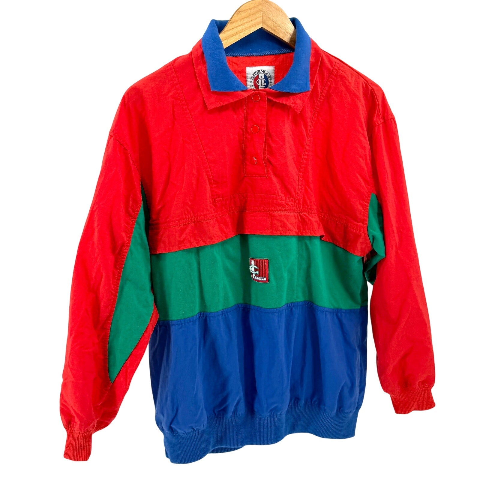Vintage 90s Greenline Sport Colorblock Primary Colors Pullover Windbreaker