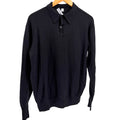Vintage 90s Old Bond Street Navy 100% Wool Minimalist Collared Polo Sweater