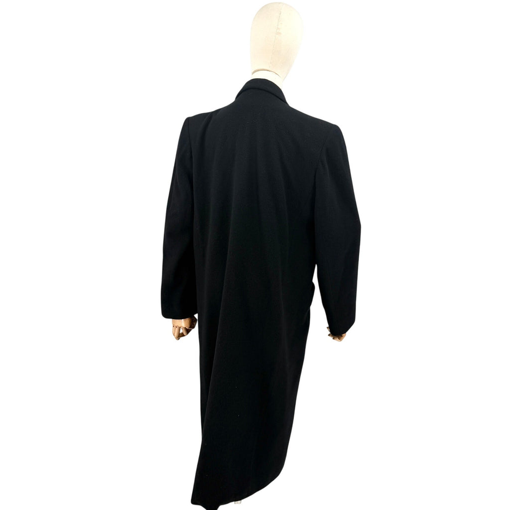 Vintage 90s Fleurette Black 100% Cashmere Double-Breasted Coat