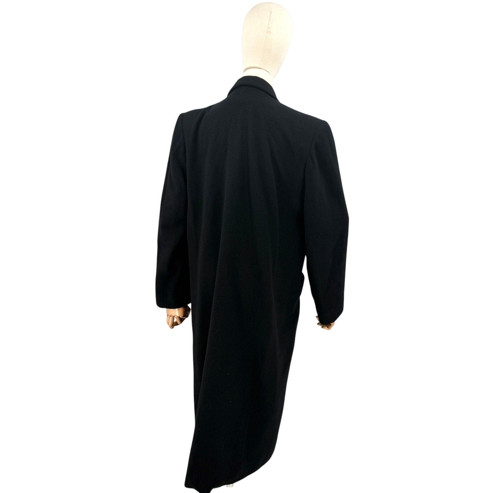 Vintage 90s Fleurette Black 100% Cashmere Double-Breasted Coat