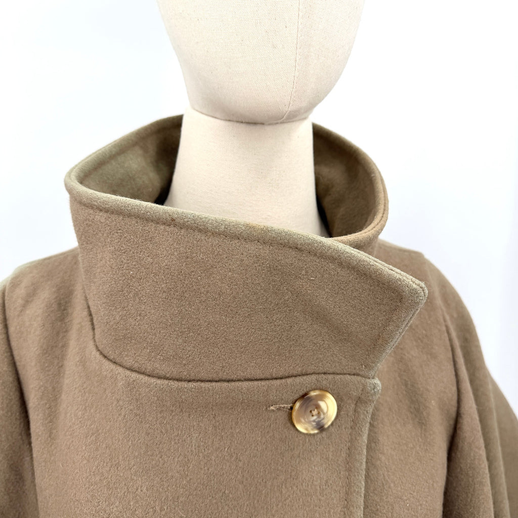 Vintage 70s Brown 100% Wool Oversized Cape
