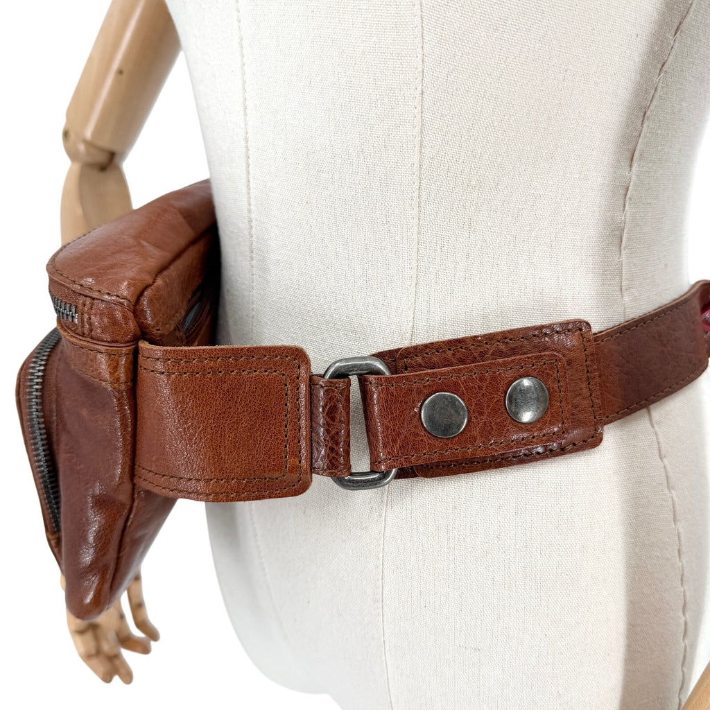 Spikes & Sparrow Brown Genuine Leather Western Casual Fanny Pack Bum Bag
