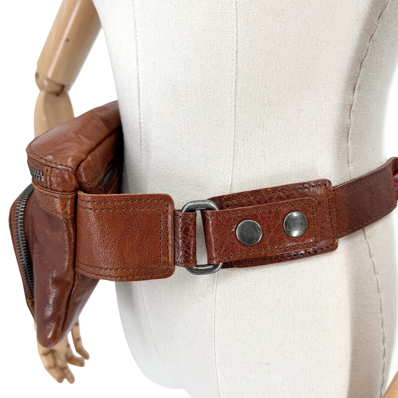 Spikes & Sparrow Brown Genuine Leather Western Casual Fanny Pack Bum Bag