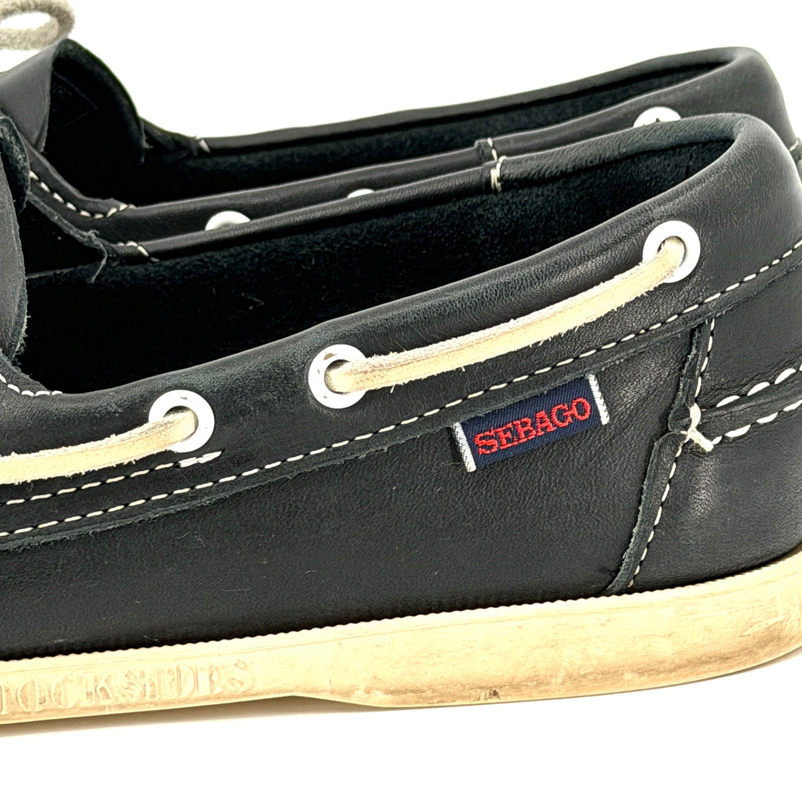 Sebago Navy Blue Genuine Leather Docksides Boat Shoes
