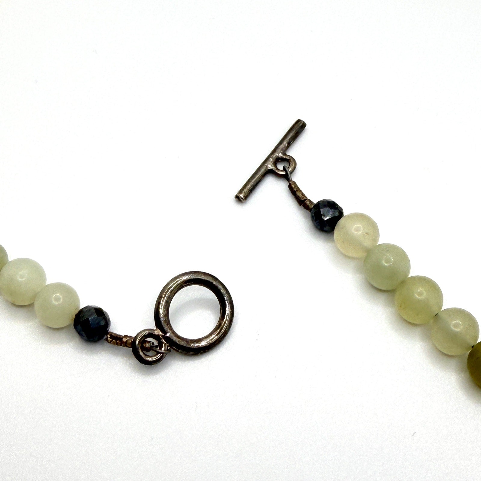 Vintage 90s Yellow Carved Stone Rose Jasper Beaded Boho Chunky Toggle Necklace