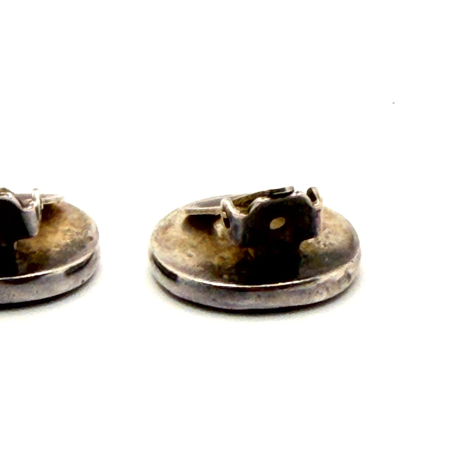 Vintage 90s Sterling Silver Blue White Porcelain Double Happiness Earrings
