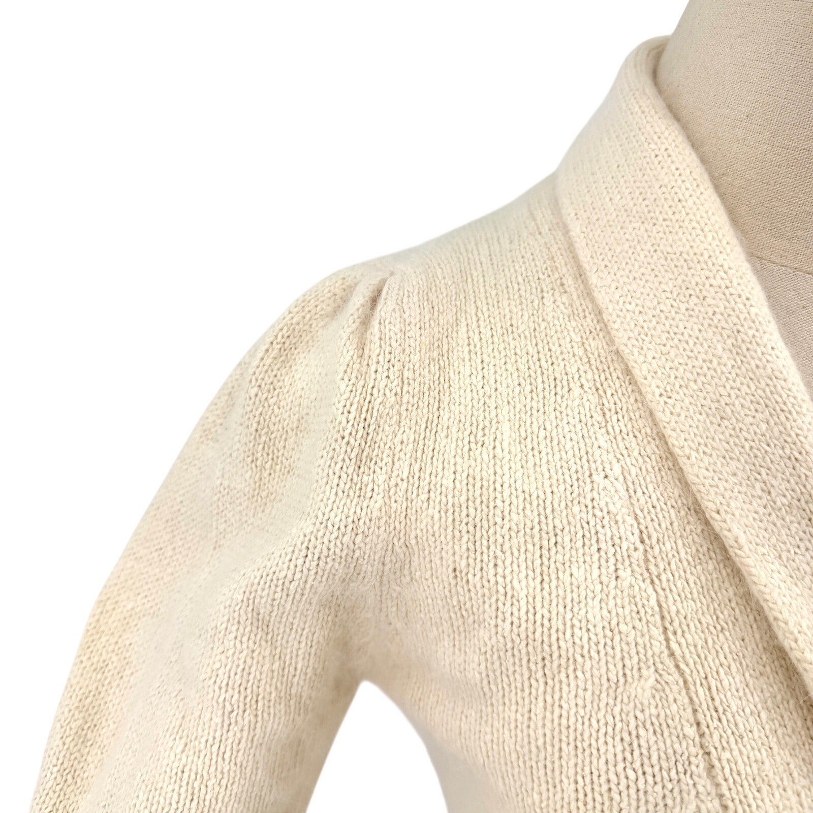 Vintage 80s Casual Corner Cream Knit Preppy Double Breasted Cardigan Sweater