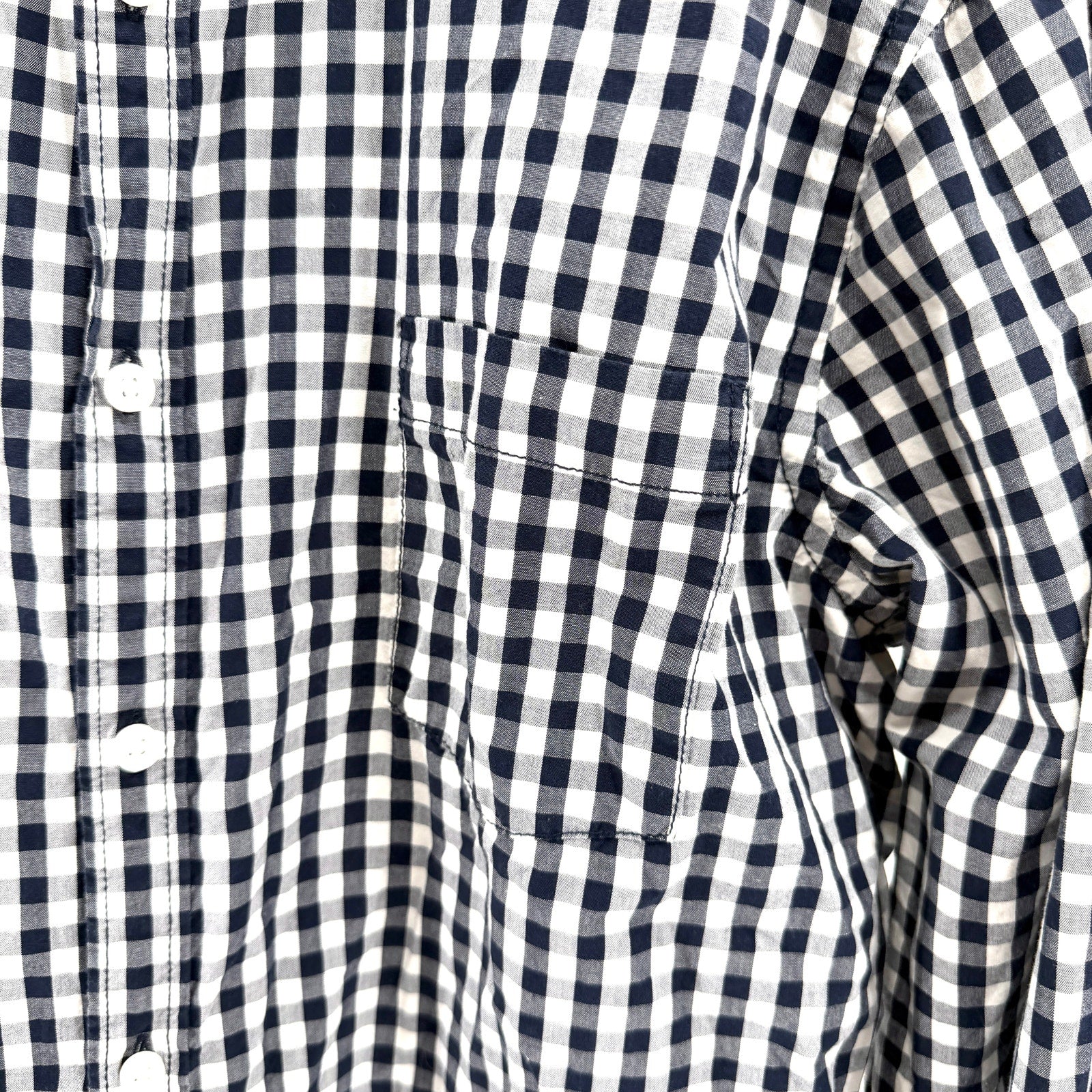 G.H. Bass & Co. Blue and White Gingham 100% Cotton Button Down Shirt