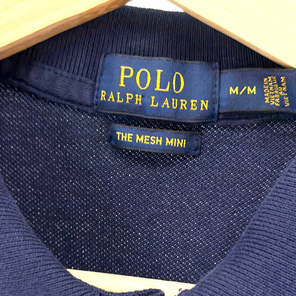 Ralph Lauren Navy Blue 100% Cotton Pink Pony Mesh Mini Polo Dress