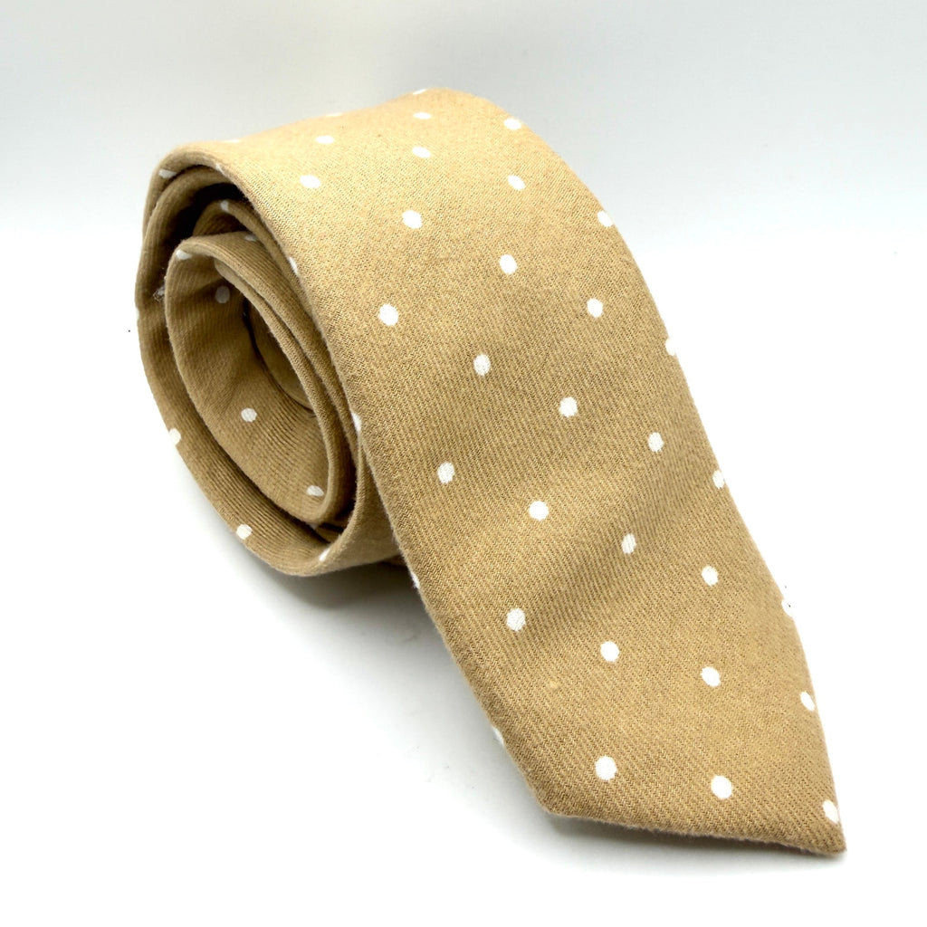 Jack Sartori Italia 100% Cotton Tan Polka Dot Necktie