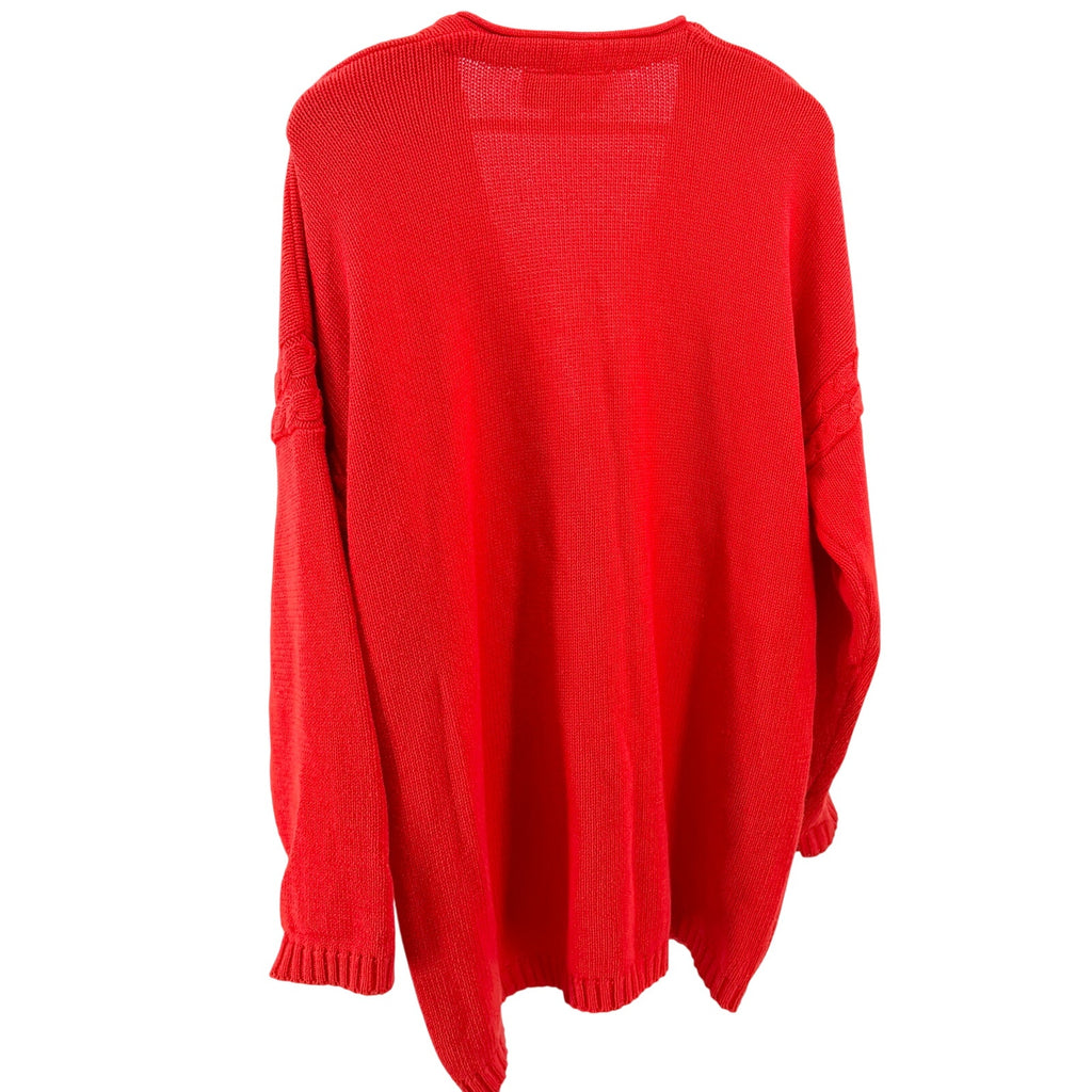 Vintage 90s Dockers Red 100% Cotton Oversized Argyle Cardigan Sweater