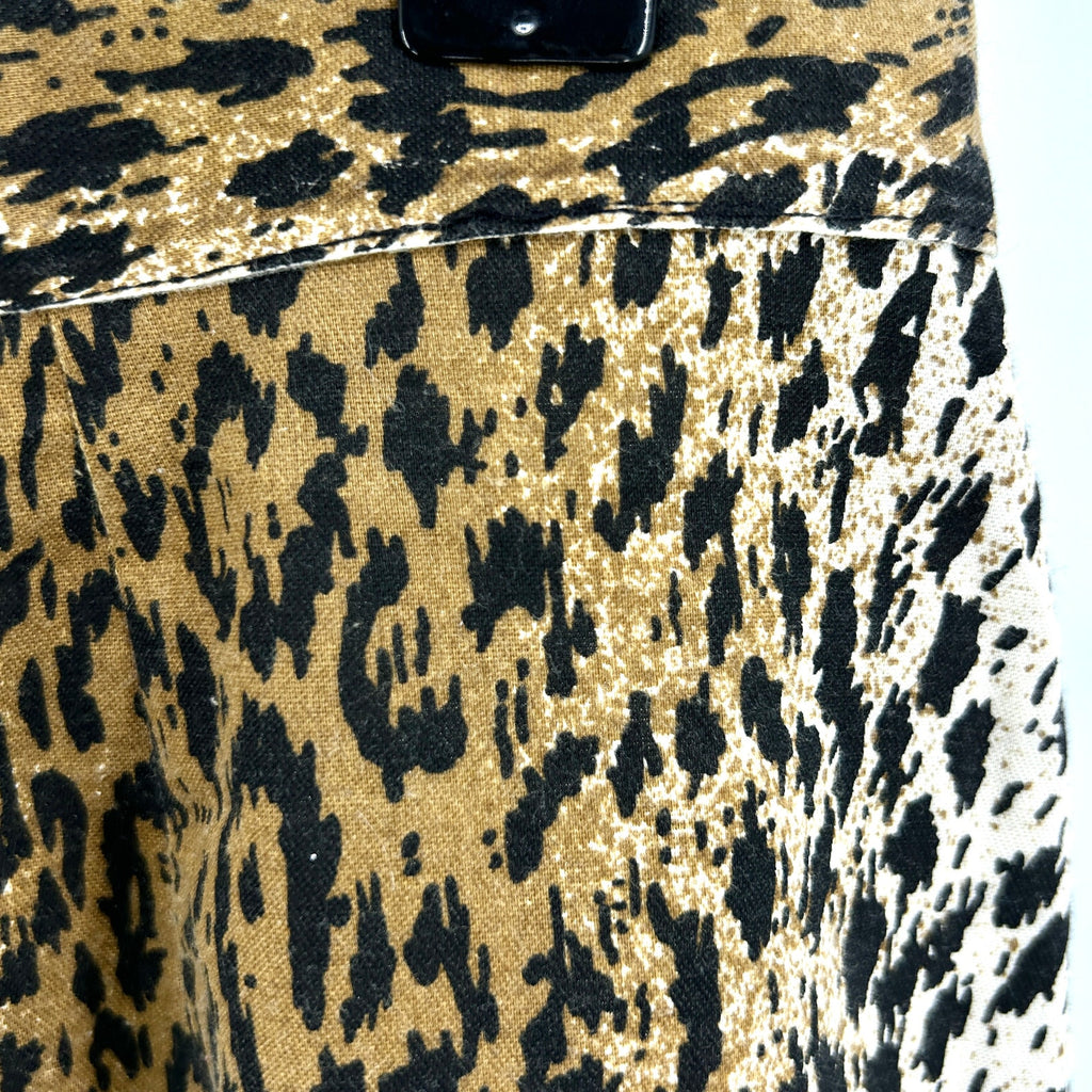 Vintage 80s Handmade Leopard Print Cotton Pencil Skirt