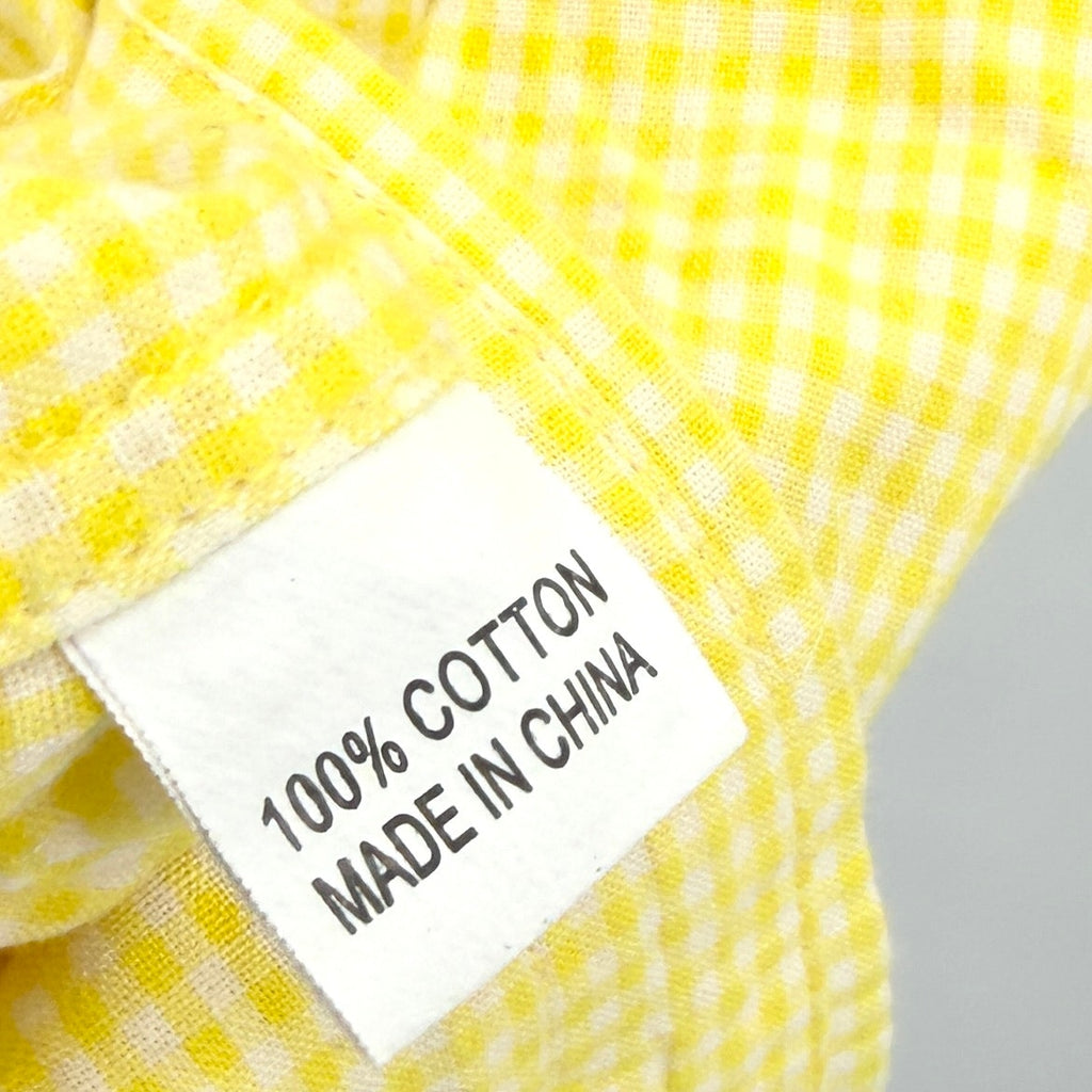 Ralph Lauren Yellow Gingham 100% Cotton Short Sleeve Button Down Shirt