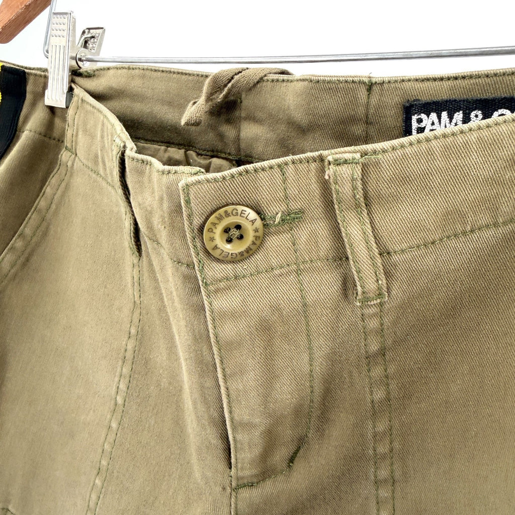 Pam & Gela Olive Green Retro Rainbow Stripe Skinny Pants