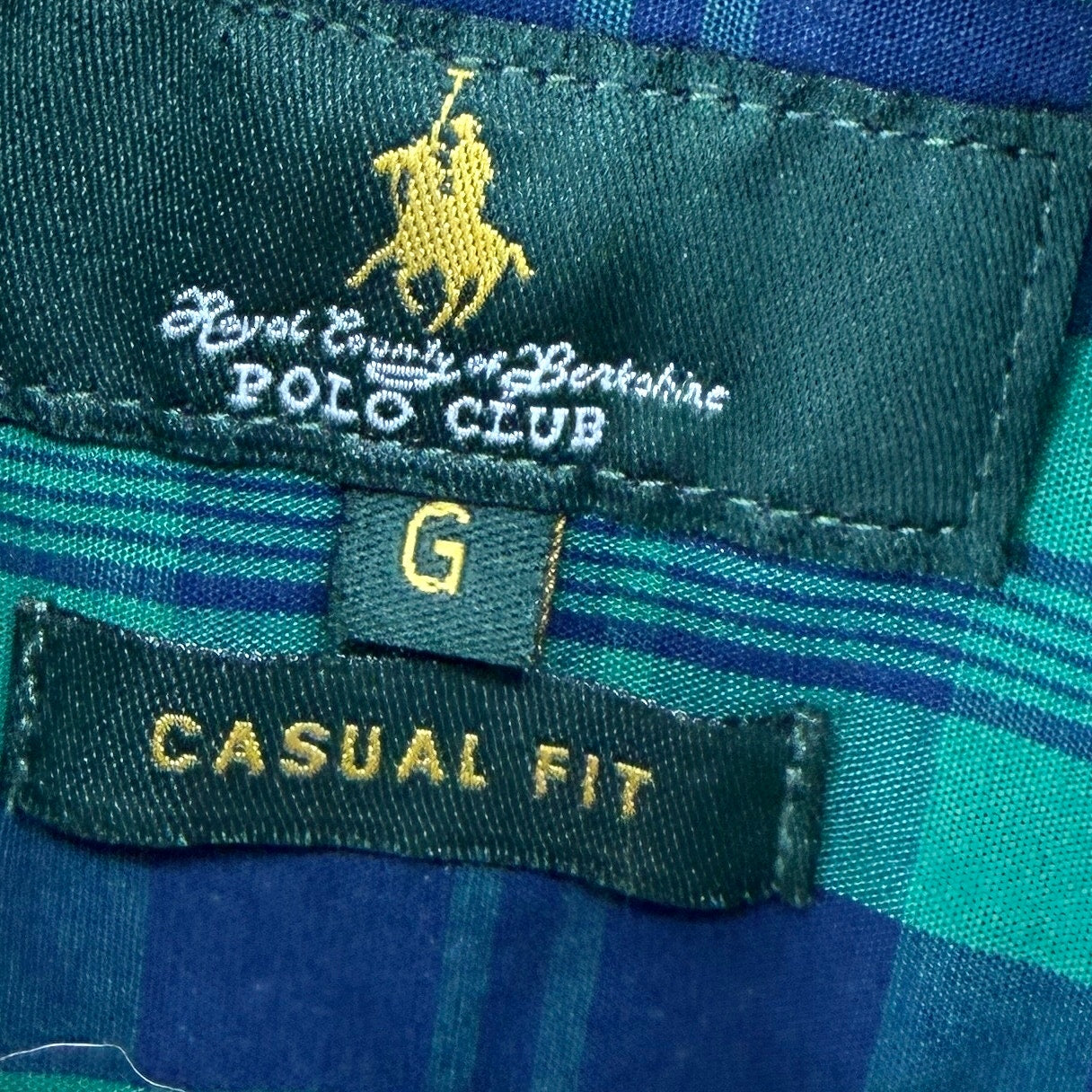 Royal County Of Berkshire Polo Club Green Navy Tartan Plaid Button-Down Shirt