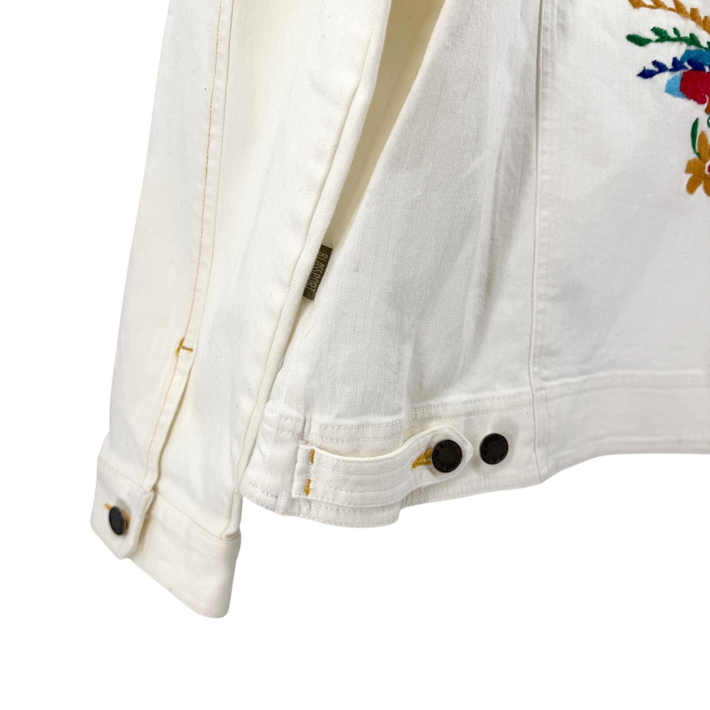 Vintage 90s Blassport Cream Floral Embroidered Denim Jacket