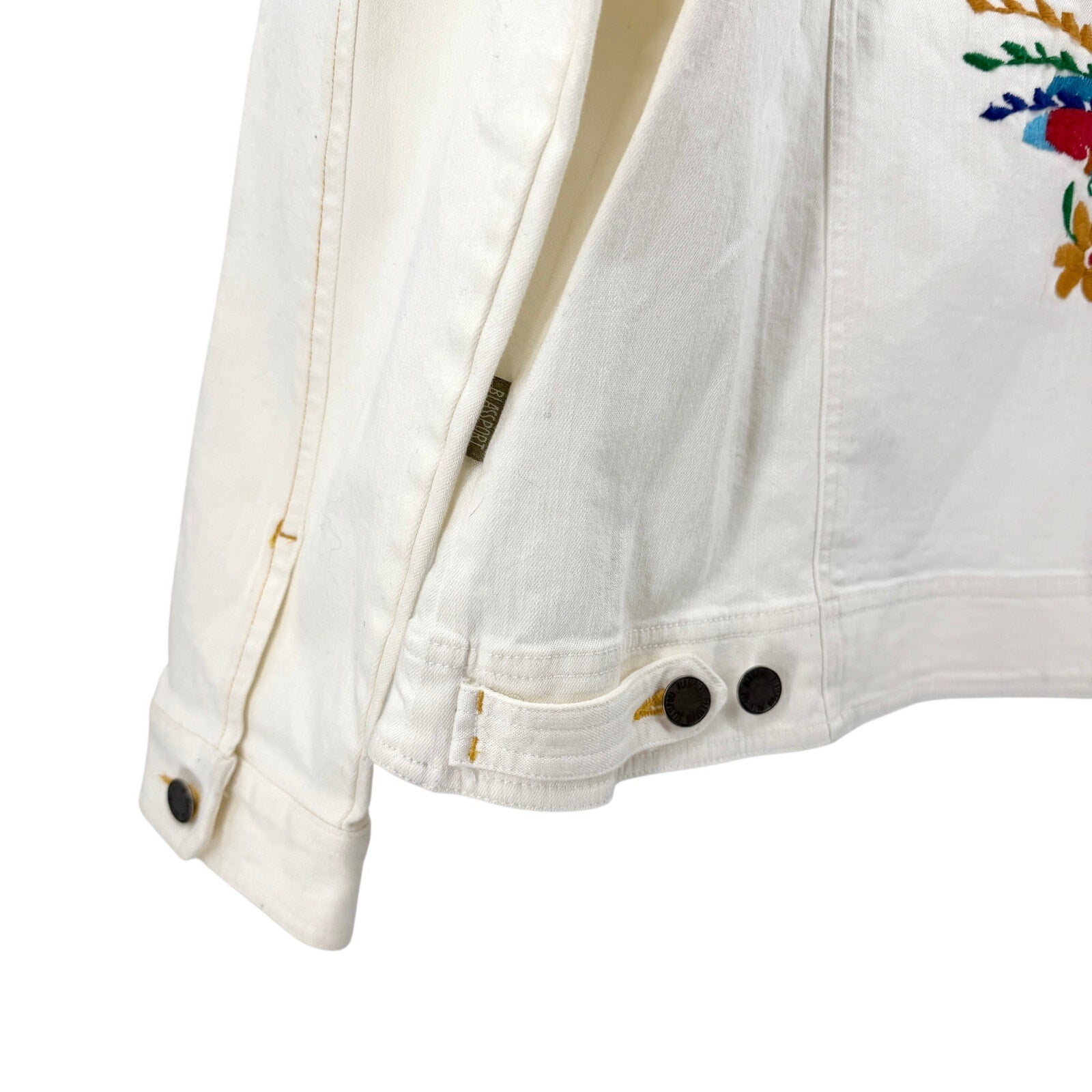Vintage 90s Blassport Cream Floral Embroidered Denim Jacket