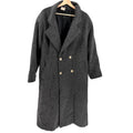 Vintage 80s Le Chateau Charcoal Gray Double Breasted Shoulder Pads Long Overcoat