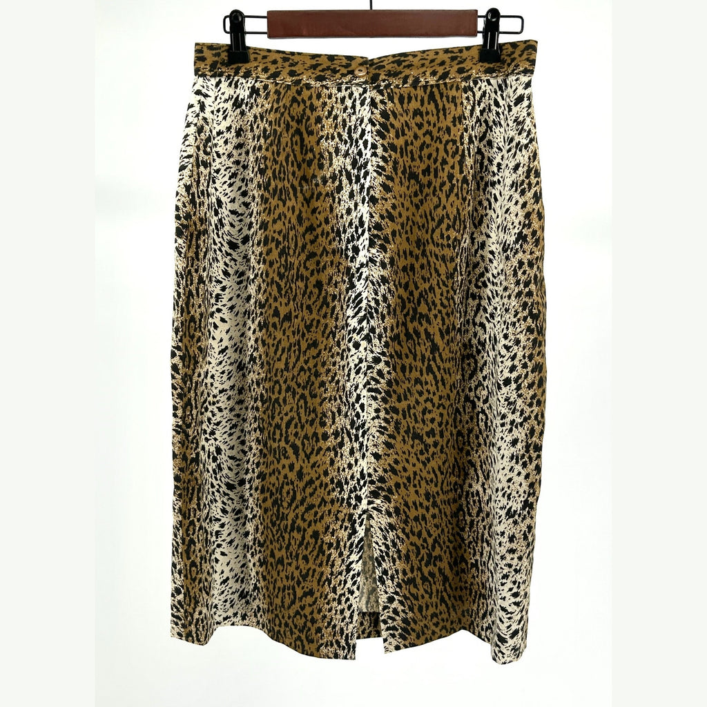 Vintage 80s Handmade Leopard Print Cotton Pencil Skirt