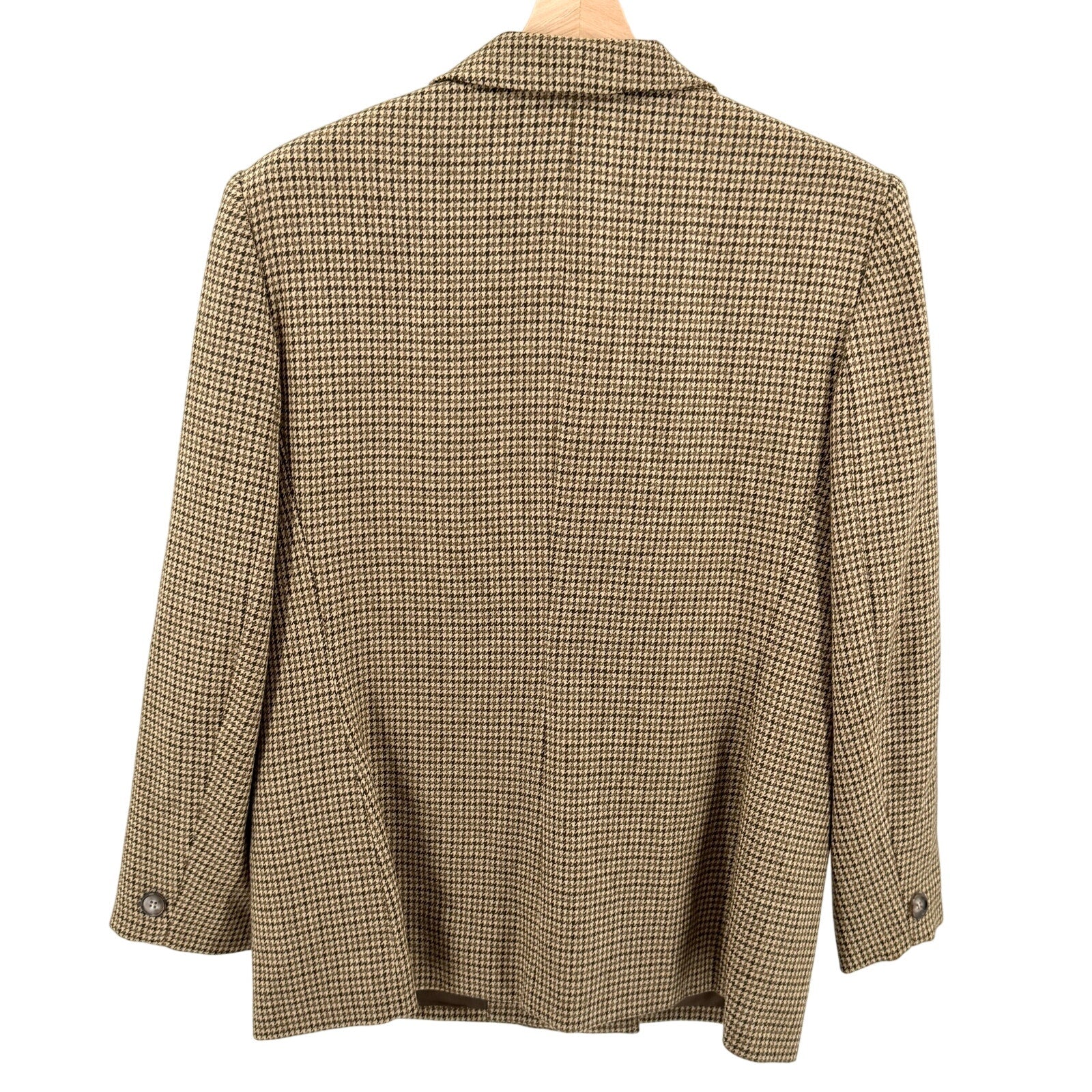 Vintage 90s Jones New York Brown Worsted Wool Tailored Double Breasted Blazer