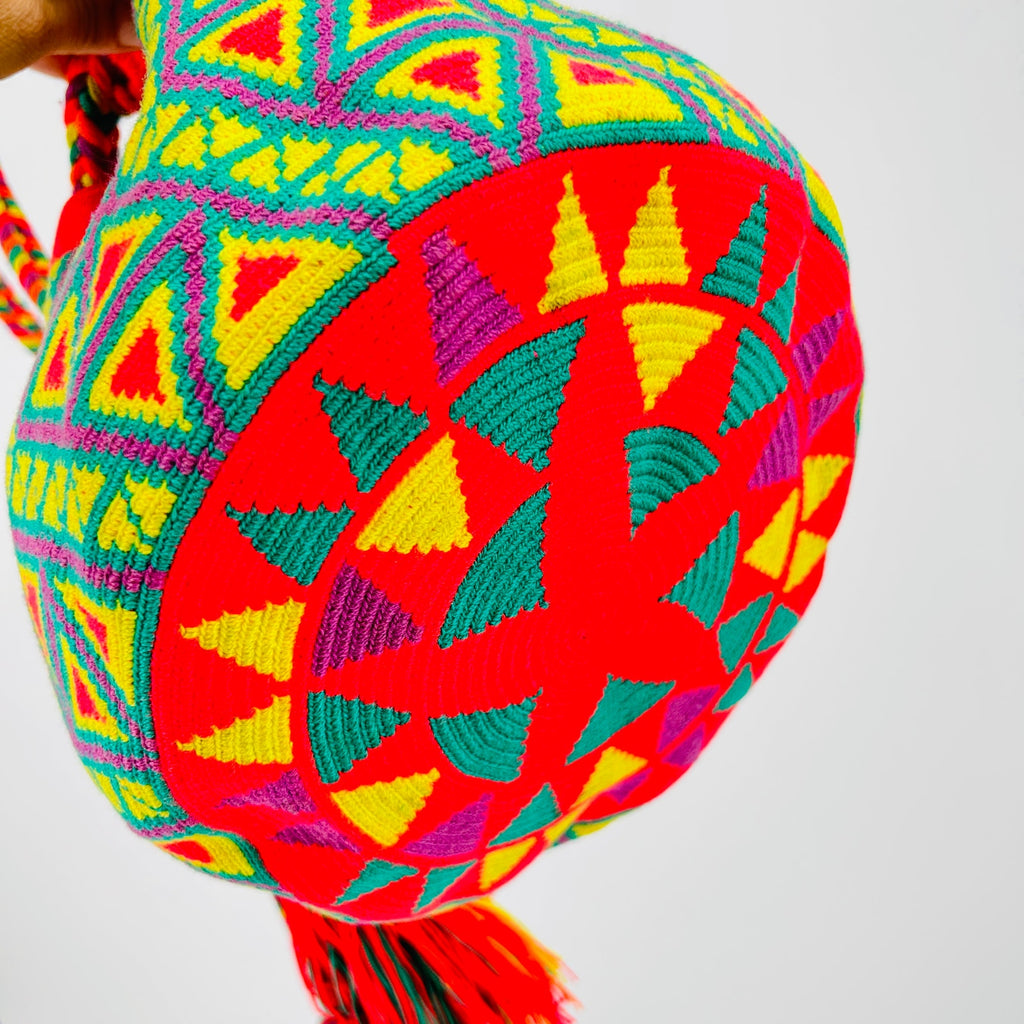 Handmade Mochila Neon Tribal Aztec Woven Tassel Crossbody Bag