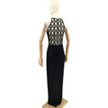 Vintage 90s Scala Black 100% Pure Silk Beaded Lattice Back Gown