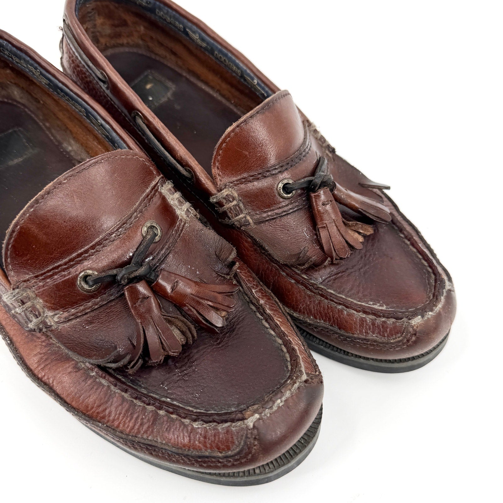 Vintage 90s Dockers Brown Genuine Leather Prep Tassel Kiltie Loafers