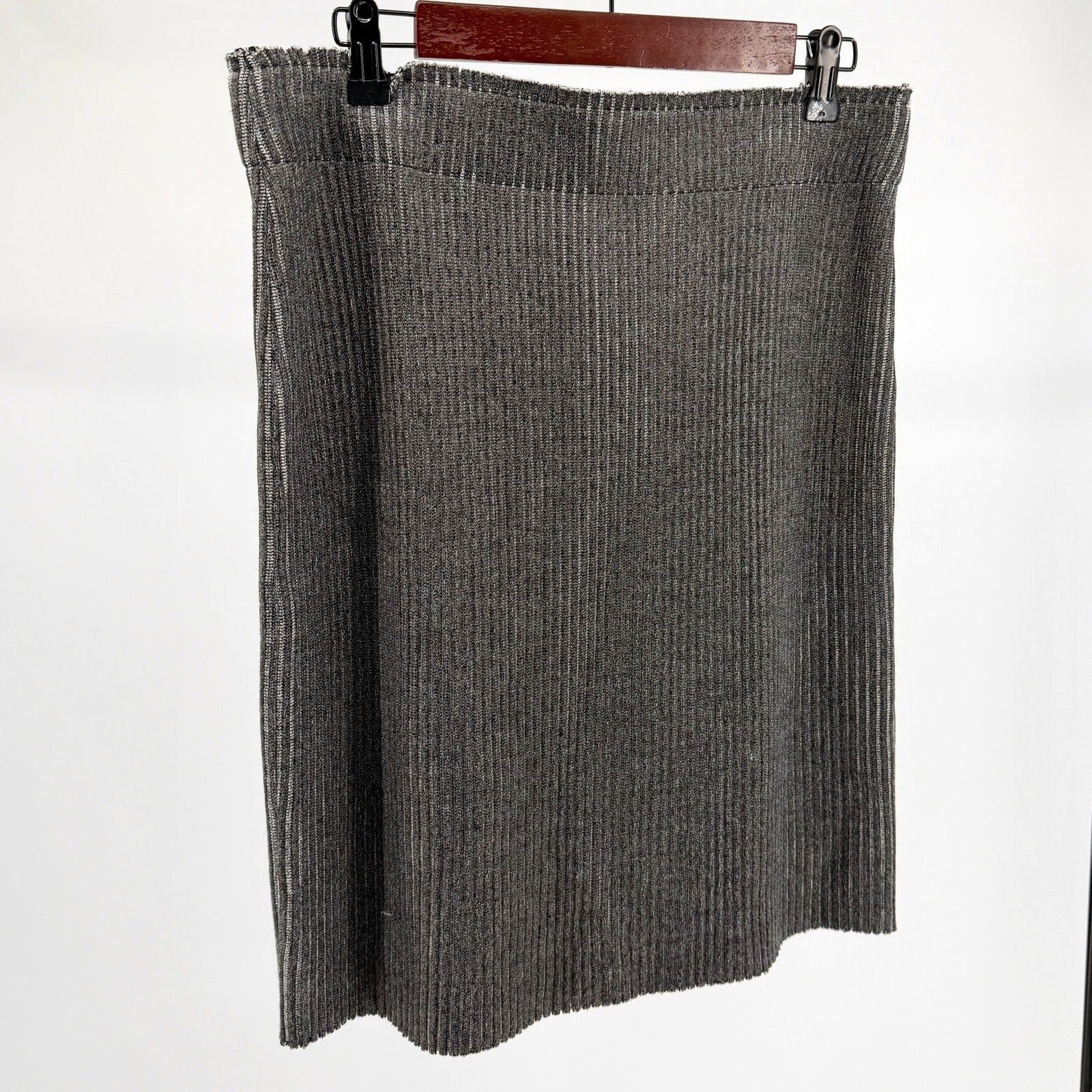 Public School New York Grey Ribbed Knit Zip Front Mini Skirt