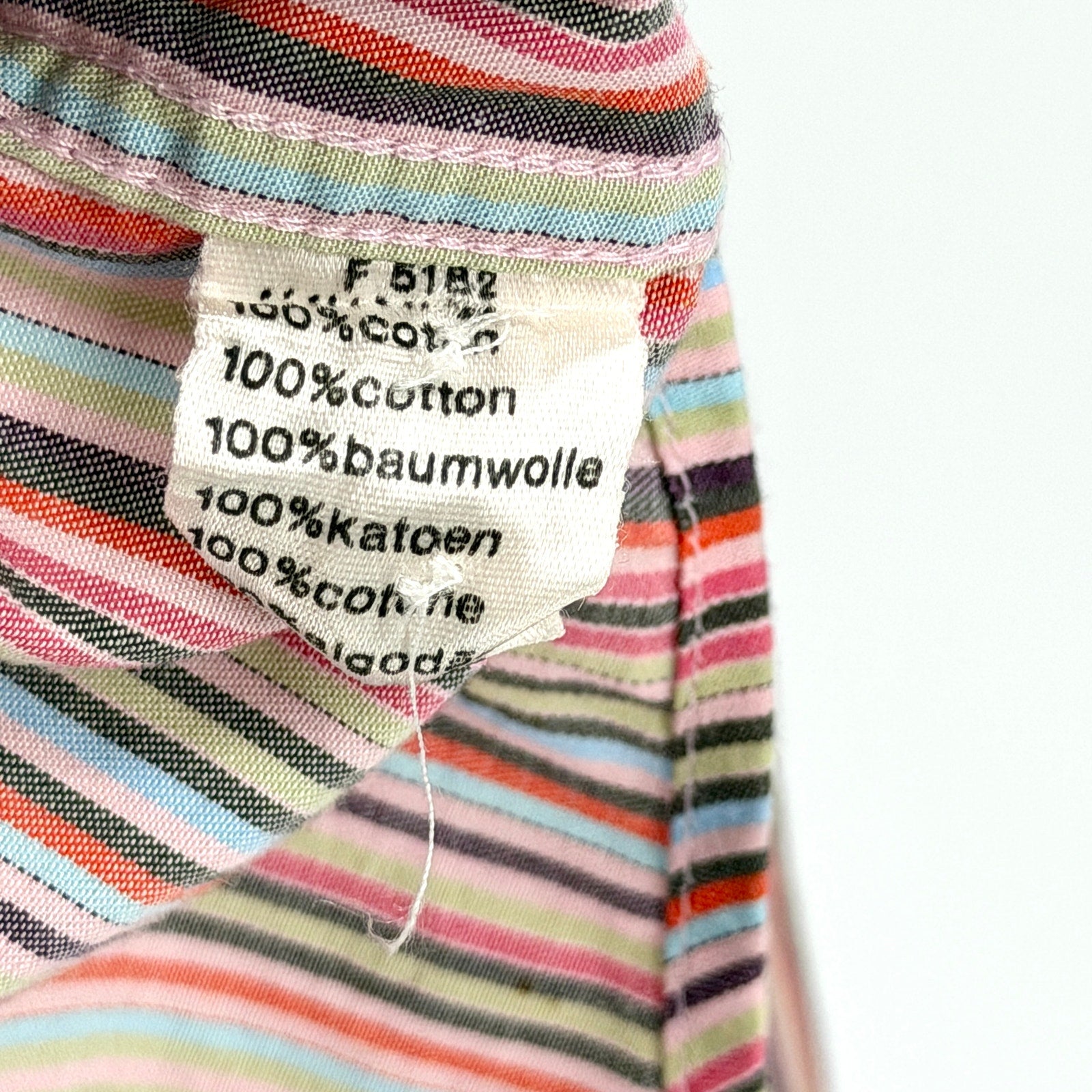 Lacoste Red Pink Striped Multi Color 100% Cotton Button Down Dress Shirt