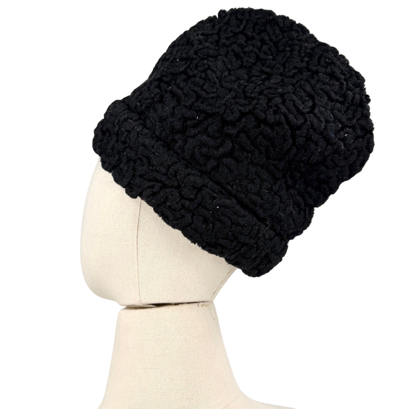 Vintage 70s North King Black 100% Wool Curly Cossack Ambassador Hat