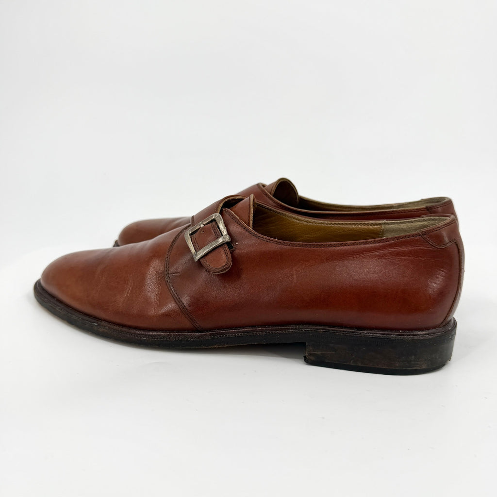 Vintage 90s Italian Brown Genuine Leather Monk Strap Shoes